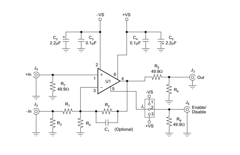 Schaltplan - Texas Instruments DEM-OPA-SC-1A-EVM Evaluierungsmodul